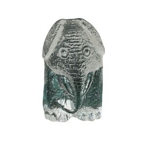 MCM Clear Blenko Art Glass Bookend Elephant Paperweight Bookend